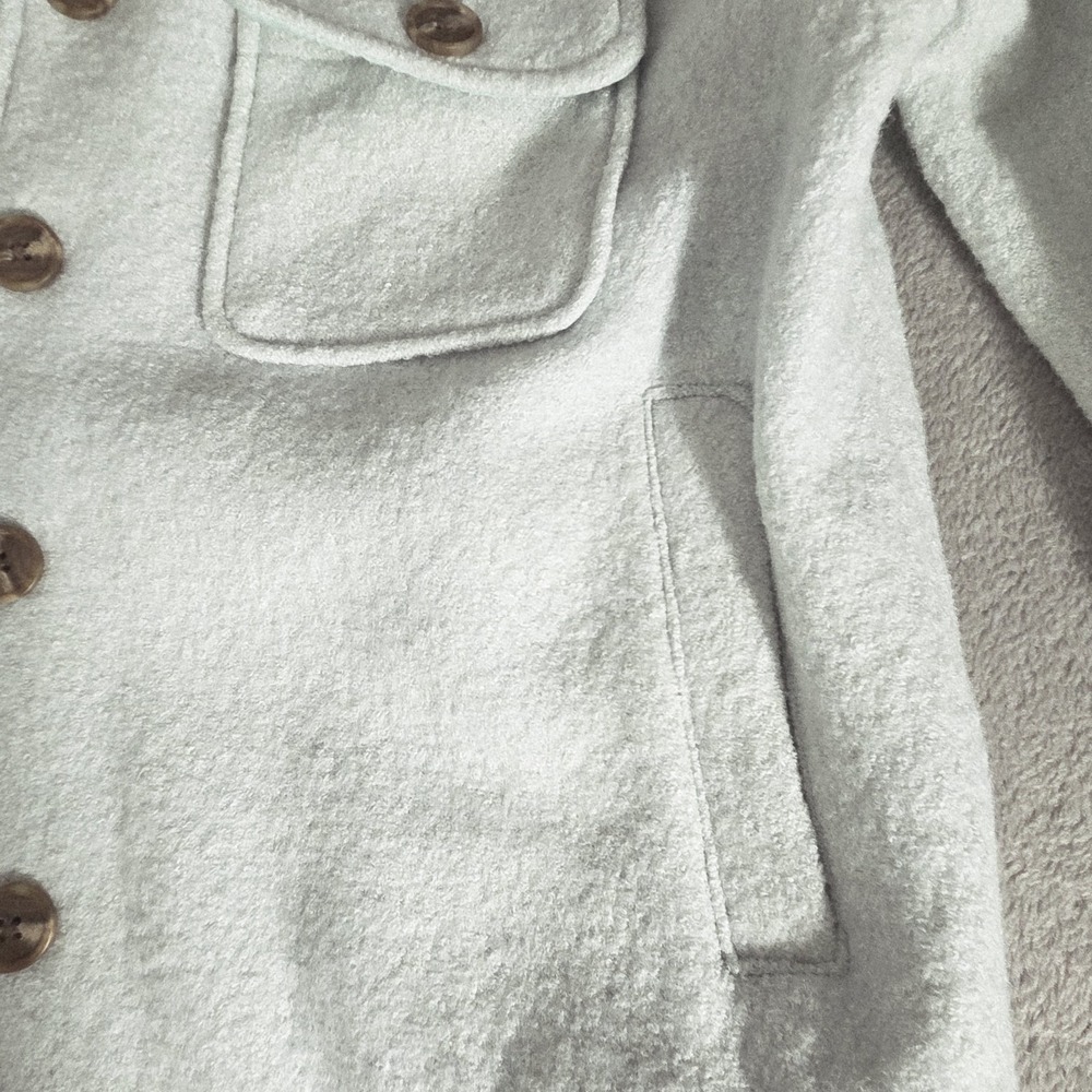 Joie Jacket Women L Mint Green Blue Wool Blend Button Front Boxy Cropped Shacket - Picture 8 of 9